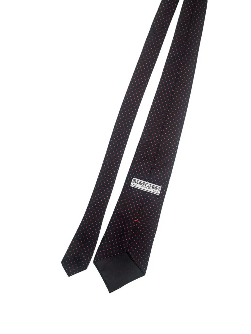 Hardy Amies London Silk Tie Black Red Polka Dot Classic Necktie Made in England